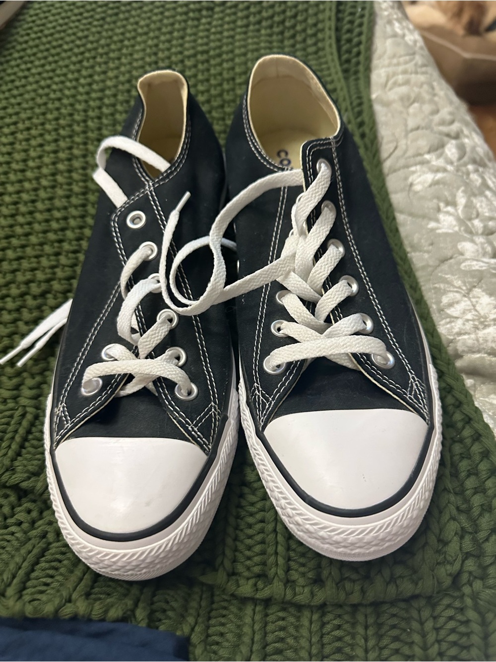 Converse Black Canvas Low-Top Sneakers with White Trim